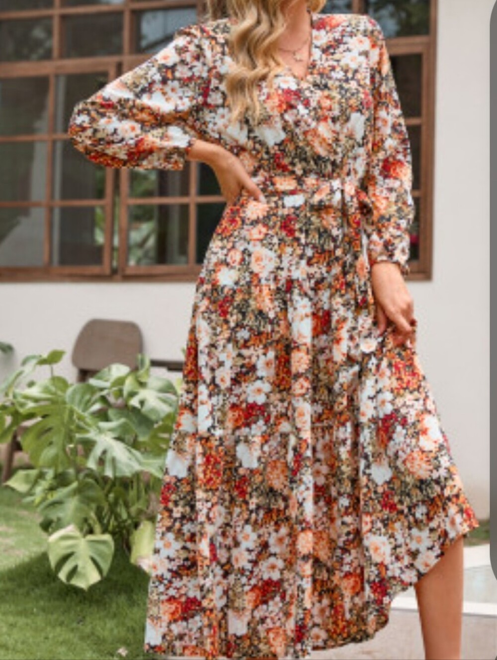 LC Lauren Conrad Cream Multi Floral Maxi Dress